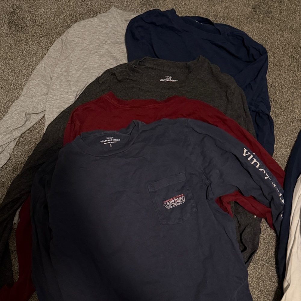 Vineyard Vines Men's Long Sleeve Tees - Navy, Gray, Red